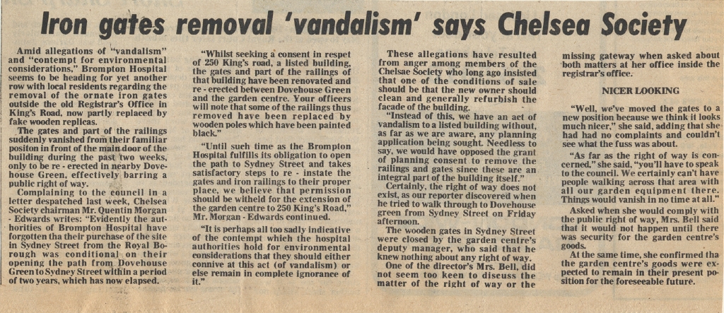 19800704 BROMPTON HOSPITAL IRON GATES VANDALISM CN.jpg